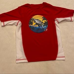 Boy’s OP Shark Swim Shirt Size XS/Small 4-5, Very Good Condition